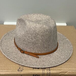 Stylish Gray Fedora Hat with Tan Band
